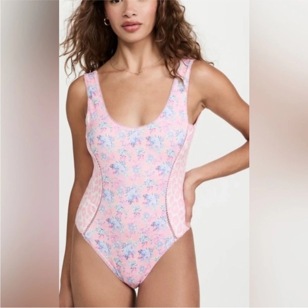 Loveshackfancy Mikkel One Piece, Coral Reef Pink - Coral Reef Pink / Medium View 2